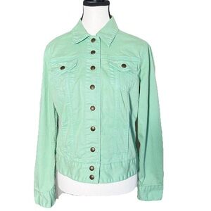 Lucky Brand Trucker Denim Jacket Medium Mint Green Sabrina Cotton Spring Pastel